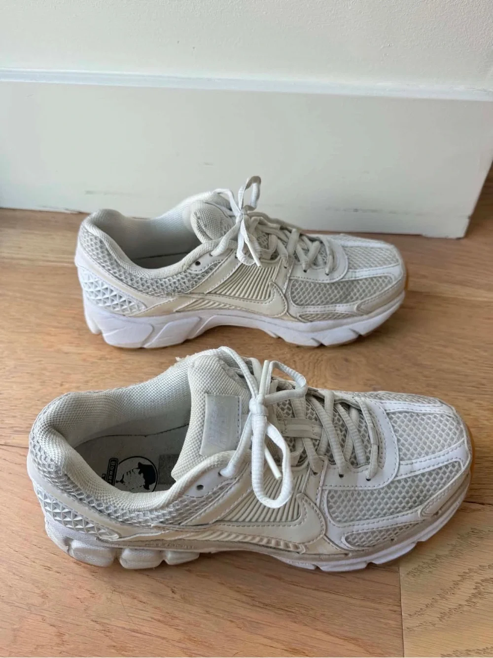 Nike Zoom Vomero 5 Women's Running Shoes — White with Tan Accents
